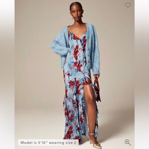 J Crew Ruffle slip dress in floral viscose chiffon 6